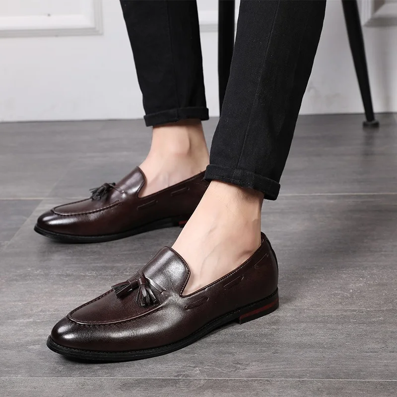 Spring/Autumn New Classic Men Business Shoes British Breathable Simple Tassel Style Casual Dress Shoes Mens Loafers Size 37-48