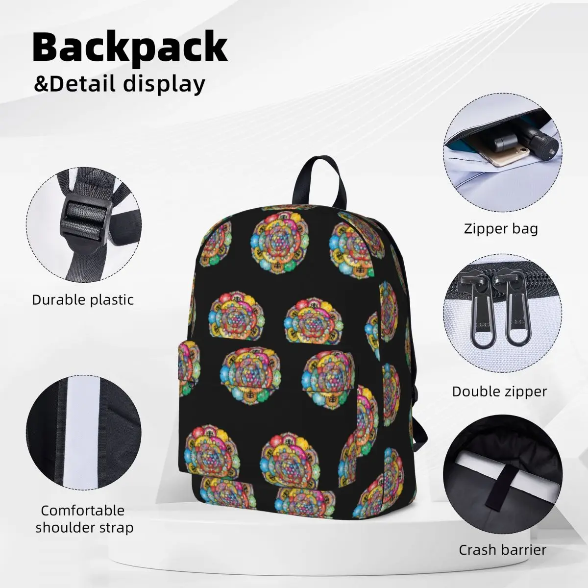 Multicolor Zen Mandala Backpacks Large Capacity Student Book bag Shoulder Bag Laptop Rucksack Fashion Children School Bag