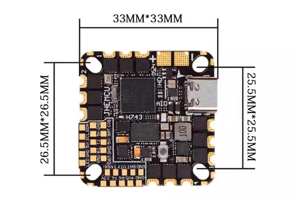 JHEMCU GH743AIO HD H743 H7 743 Bezszczotkowy kontroler prędkości lotu FC F4 3-6S AIO 40A 50A BEC do wykałaczek RC Drone