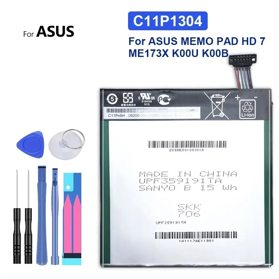 New C11P1304 Replacement Battery For ASUS MEMO PAD HD 7 ME173X K00U K00B HD7 Bateria 3950Mah Tracking Number + Tools