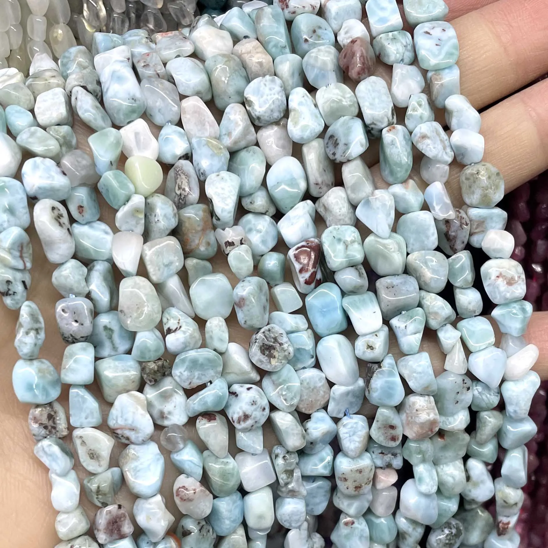 6X8MM Natural Blue Larimar Irregular Spacer Beads Loose Stone For DIY Jewelry Making Bracelets Necklaces Earrings Accessorie