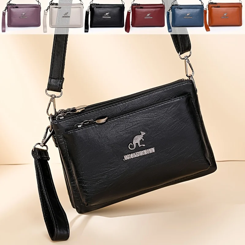 Casual Faux Leather Crossbody Bag, Large Capacity with Removable Strap, Zipper Closure Shoulder Purse for Various Occasions