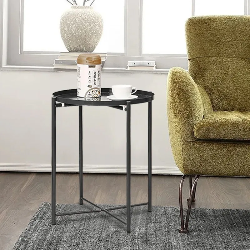 Double-Layer Nordic Small Coffee Table Living Room Sofa Small Round Table Simple Modern Mini Bedroom Bedside Table