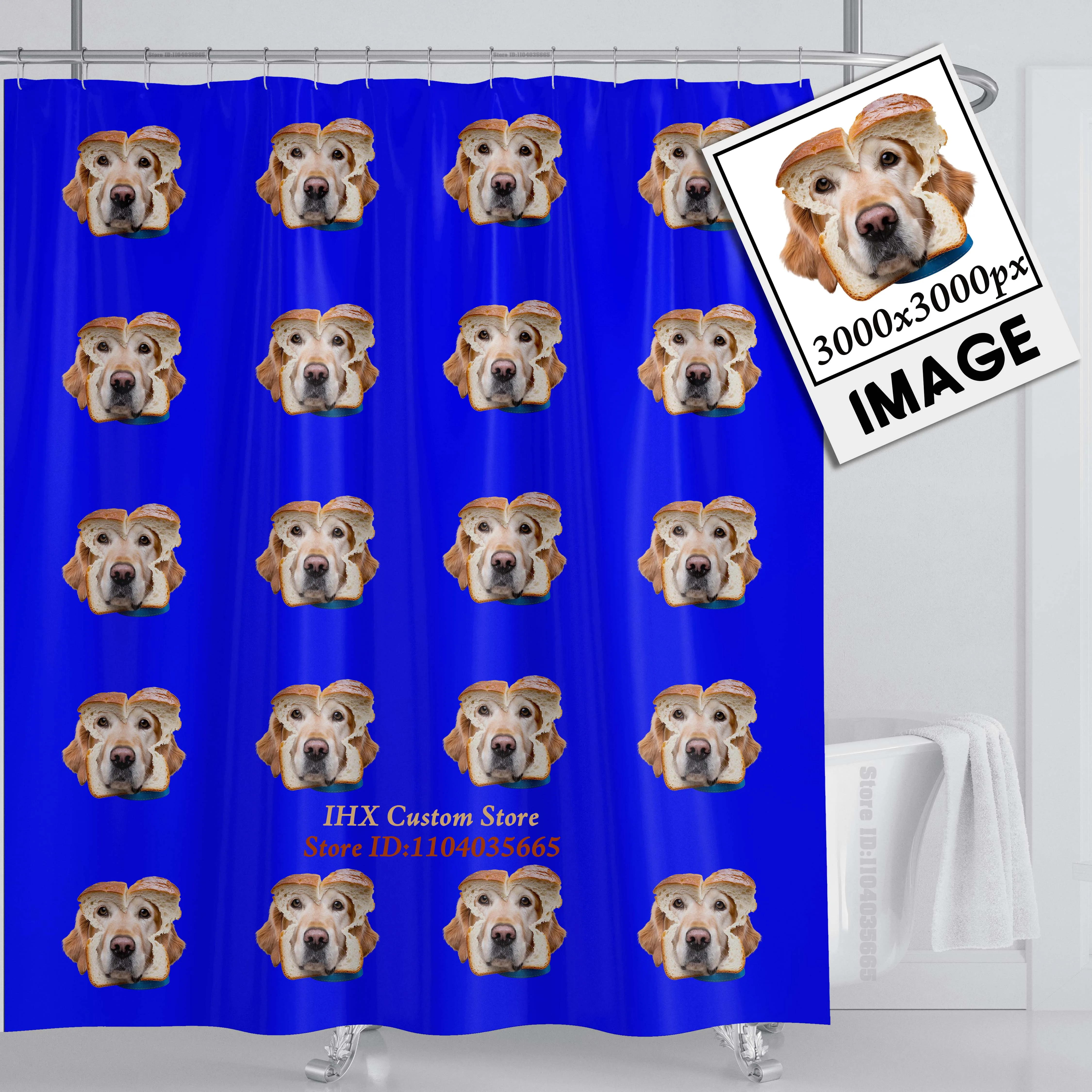 IHX Custom Shower Curtain Bathroom Waterproof Curtains Fabric Customized Photo Polyester Bath Decor With Hooks POD Dropshipping