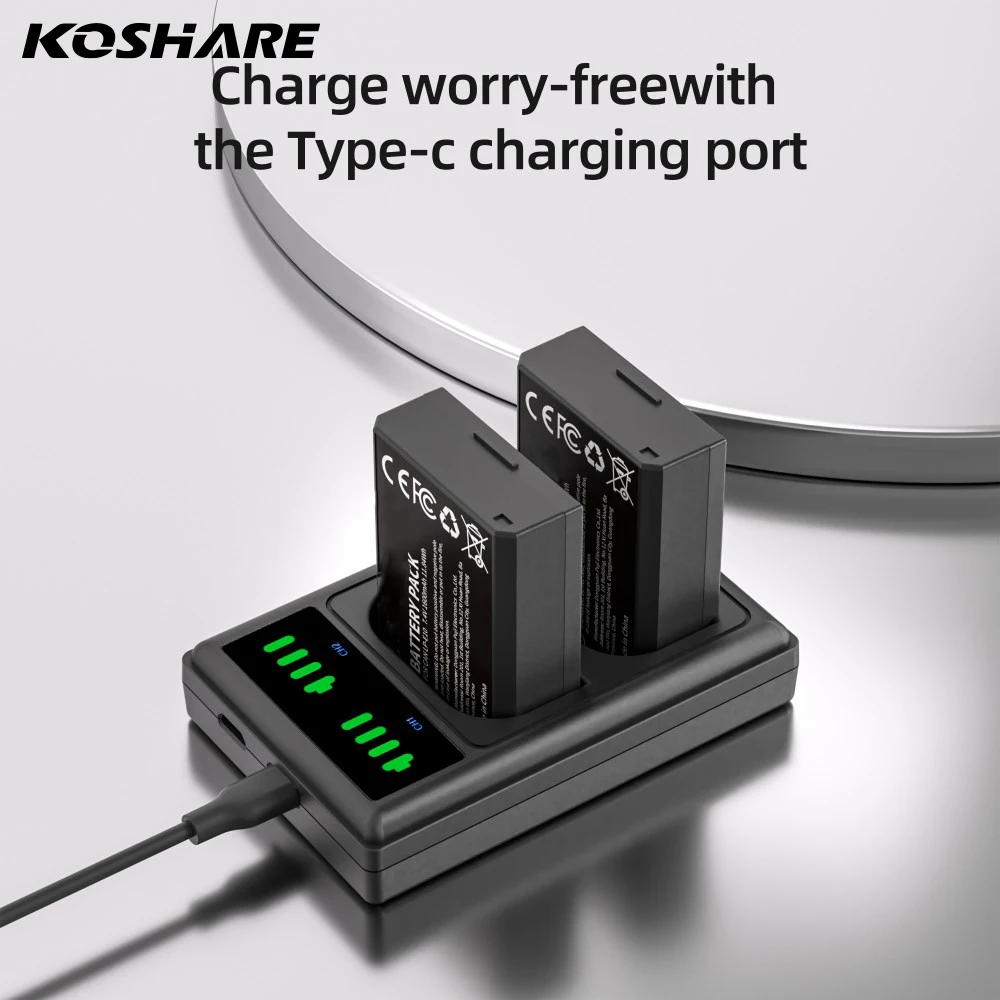 KOSHARE LP-E10 1600mAh Battery + Dual USB Charger for Canon EOS 1100D 1200D 1300D 2000D 4000D Rebel T3 T5 T6 KISS X50 X70
