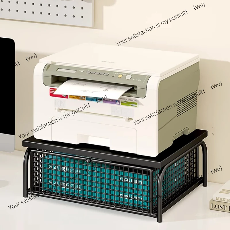 Tiered Metal Printer Stand Hidden Cord Management Racks All-in-One Desktop Organizer for Office Professional Workspace System
