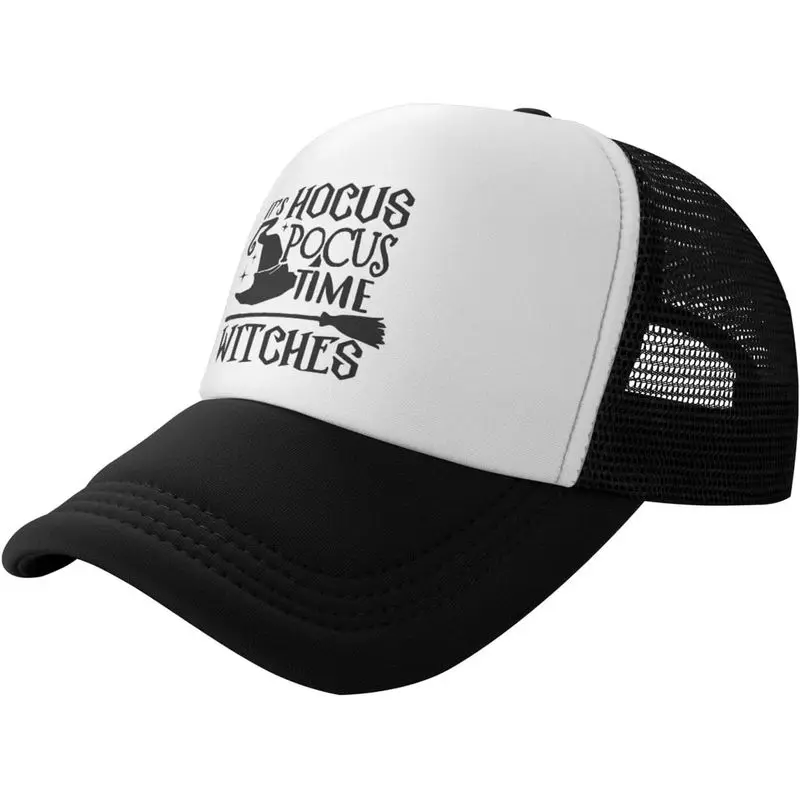 It's Hocus Pocus Time Witches Hat Baseball Cap Fashion Cool Summer Sun Mesh Trucker Cap Adjustable
