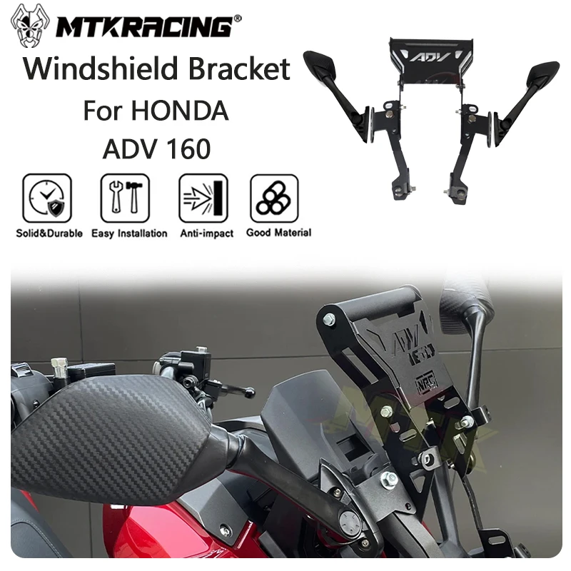 

MTKRACING Windshield Bracket For HONDA ADV 160 2022-2024 Motorcycle Adjustable Rearview Mirror Bracket Windshield Fixing Bracket