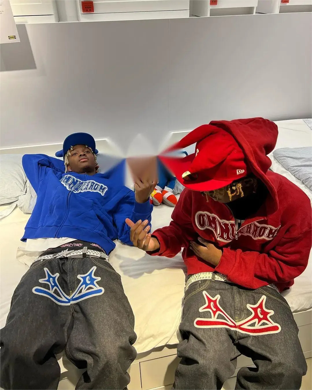 Y2k European and American hot style street loose casual printed jeans men's high-quality fashion straight-leg wide-leg pants