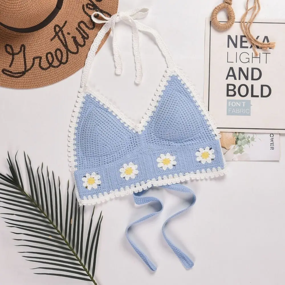 

Club Beachwear Lingerie Bralette Backless Women Crochet Camisoles Invisible Crop Tops Bikini Tanks Cross Shoulder Strap