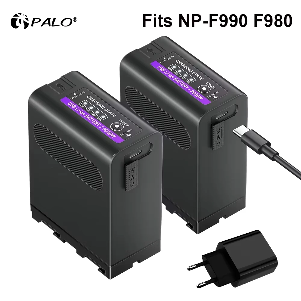 Bateria NP-F990 NP F990, szybkie ładowanie PD30W, pasuje do modeli SONY NP F980 F970 F960 F750 F550 F570 MC1500C PLM-100 CCD-TRV35 MVC-FD91 HVR-HD