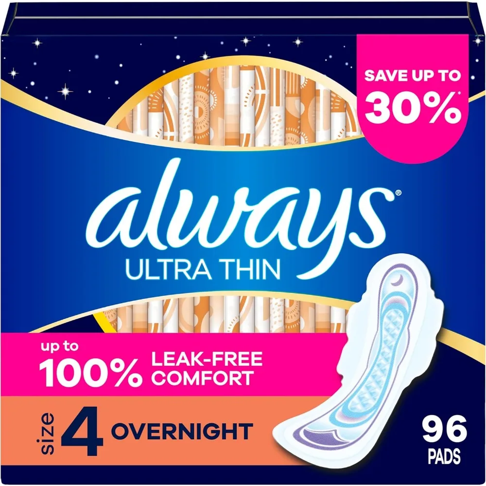 

Ultra Thin Overnight Pads with Wings Size 4 96 Count