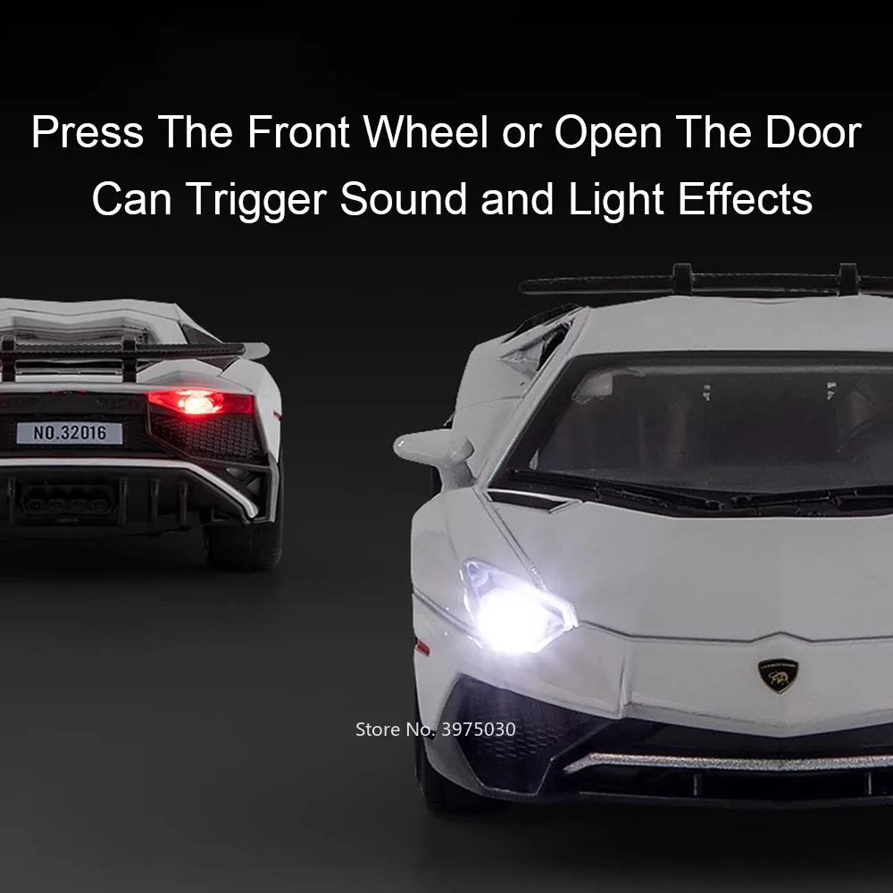 ランバー-ラバータイヤ付きスポーツカーLP750-4 g800,音楽の軽い車,ホイールのおもちゃ,子供の日のギフト,1:32スケール