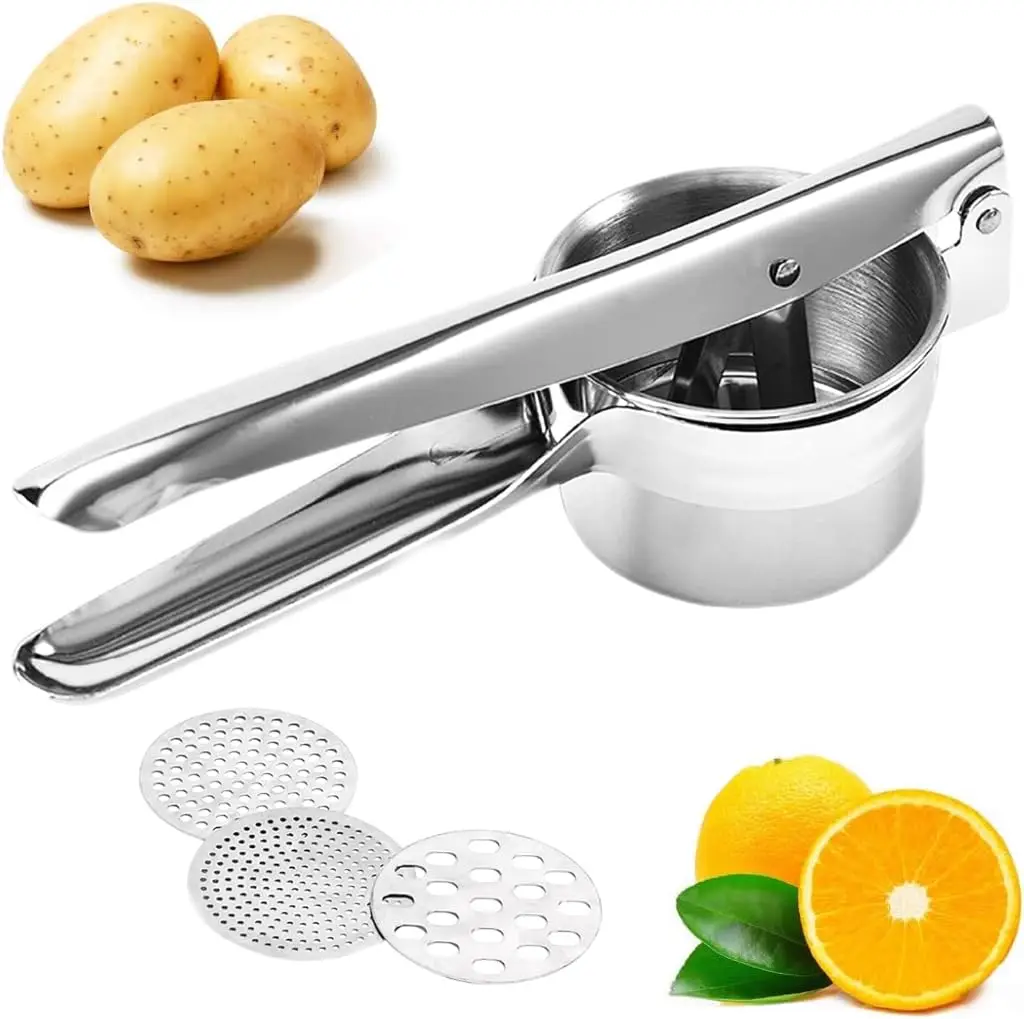 Vegetable Dehydrator Stainless Steel Juicer Potato Ricer Set with Manual Masher, Baby Food Strainer