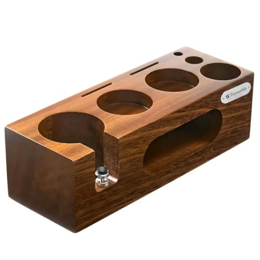 

Станция для темперовки кофе 7-в-1 из розового дерева, 51-54 мм, органайзер для аксессуаров Breville, компактная подставка для портафильтра для кофейной станции