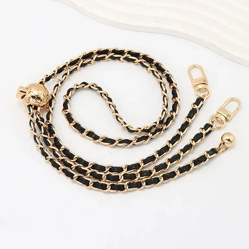 Bag Chain DIY PU Leather Metal Bag Strap Adjustable Shoulder Belt Chic Golden Metal Ball For Crossbody Bag Accessories