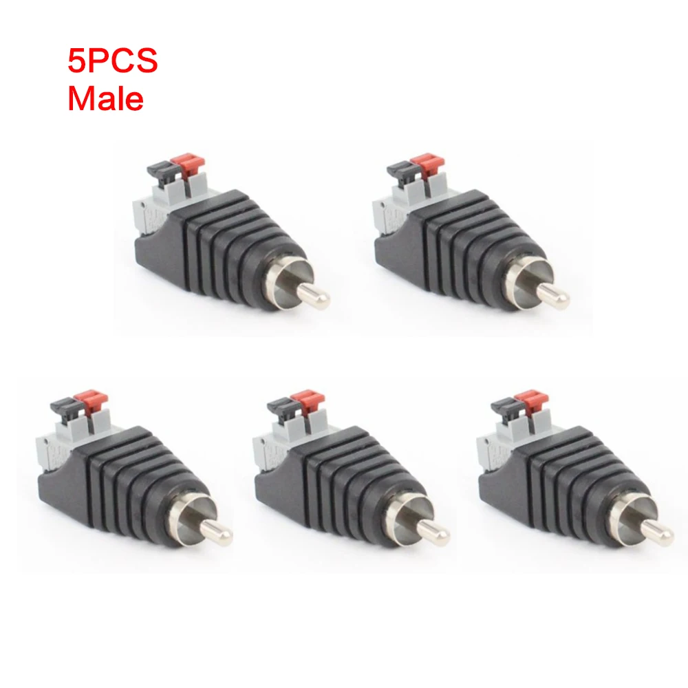 

5PCS/Lot Male/Female RCA Speaker Wire Cable to Jack Press Plug Male Adapter Connector