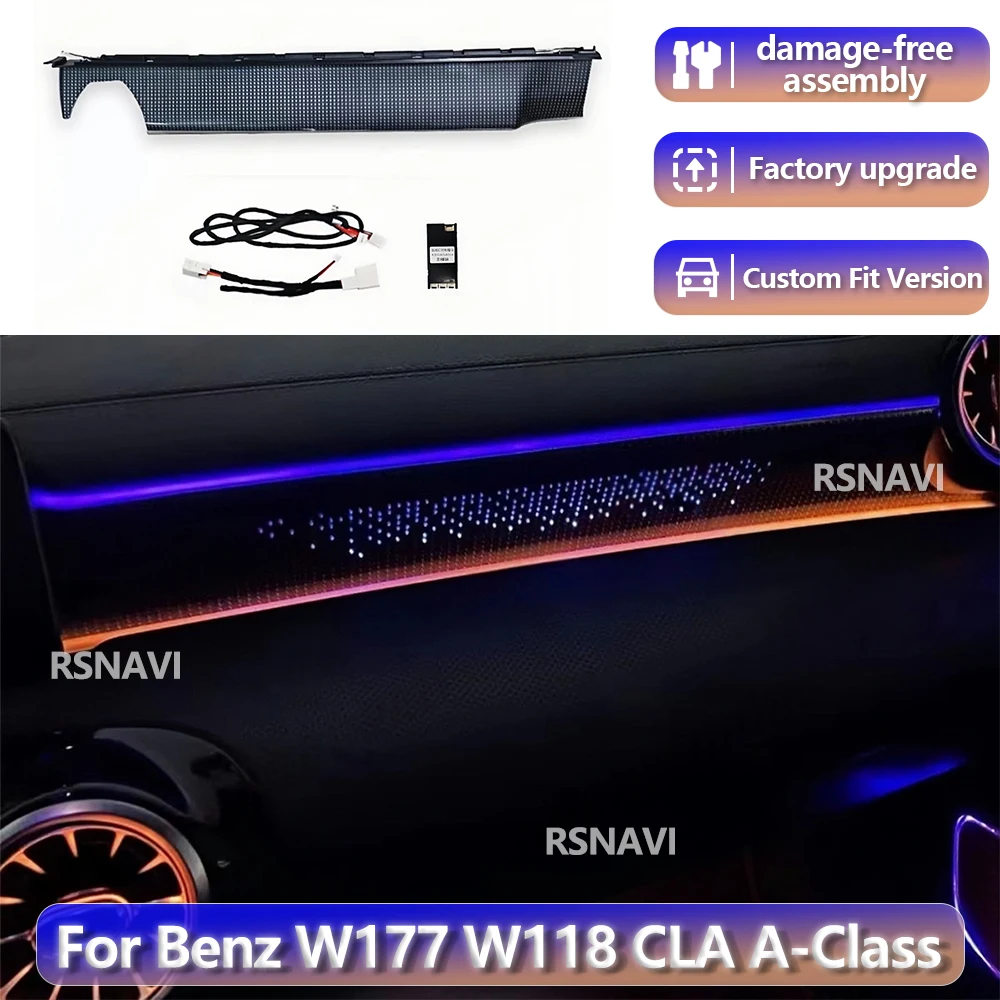 RGB color streamer For BENZ W177 W118 CLA A Class 2018+ 64 Color LED Star Emblem Center Console Decoration Light Decorative