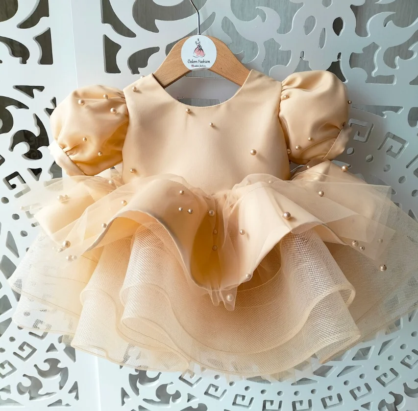 

Gold Baby Girl Dress First Birthday Dress Prom Party Dress Baby Baptism Dress Photo Shoot Princess Special Occasion