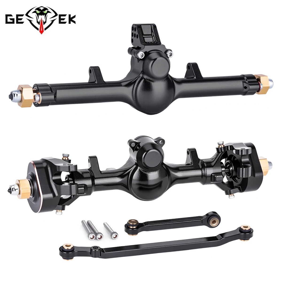 

+4mm Aluminum Front Rear Axle Set with Brass Steering Knuckles for 1/24 RC Crawler Axial SCX24 Upgrade Part