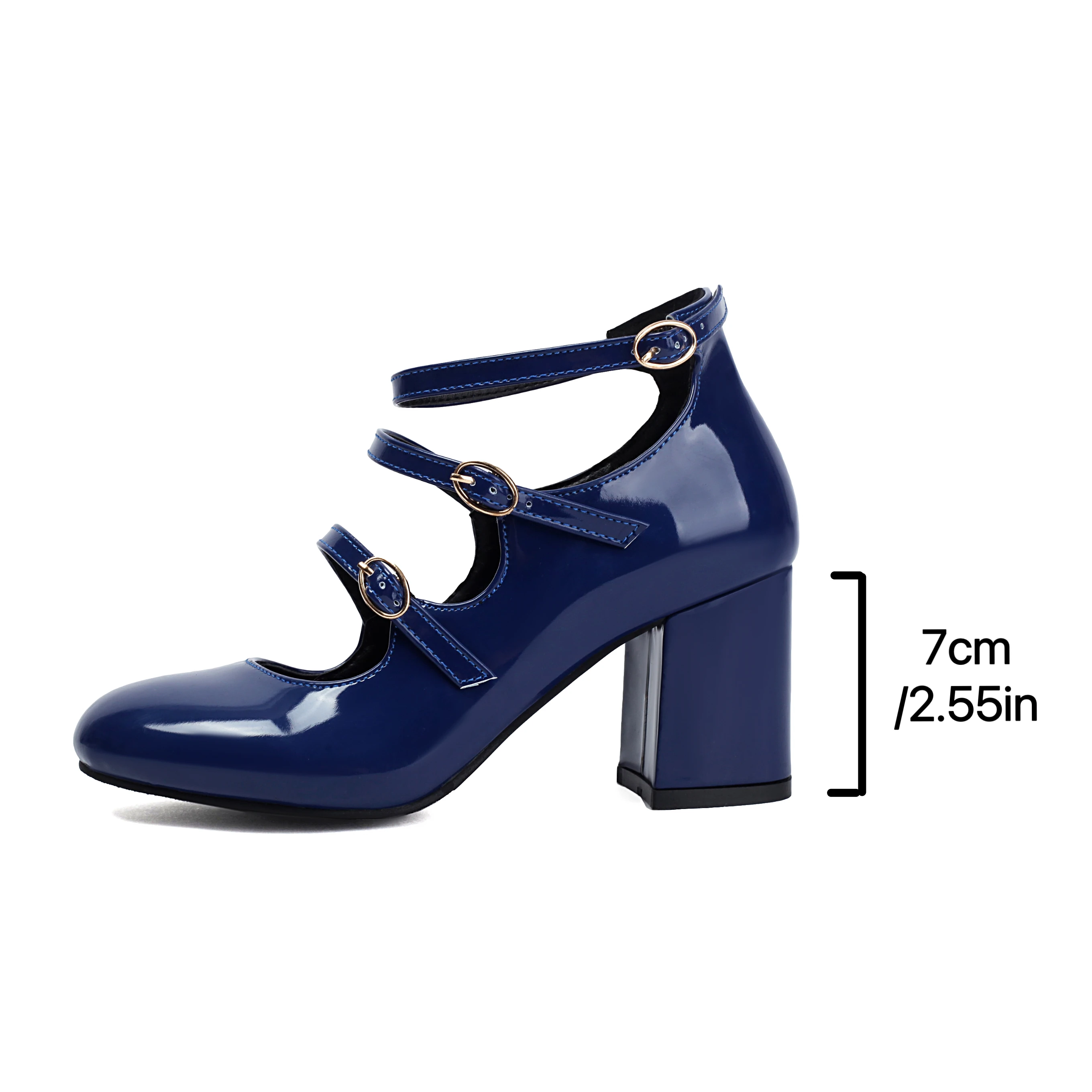 Pu High Heels Square Heel MARY JANES Square Toe Casual 2024 High Quality Ladies Shoes Buckle Strap Solid Fashion Pumps