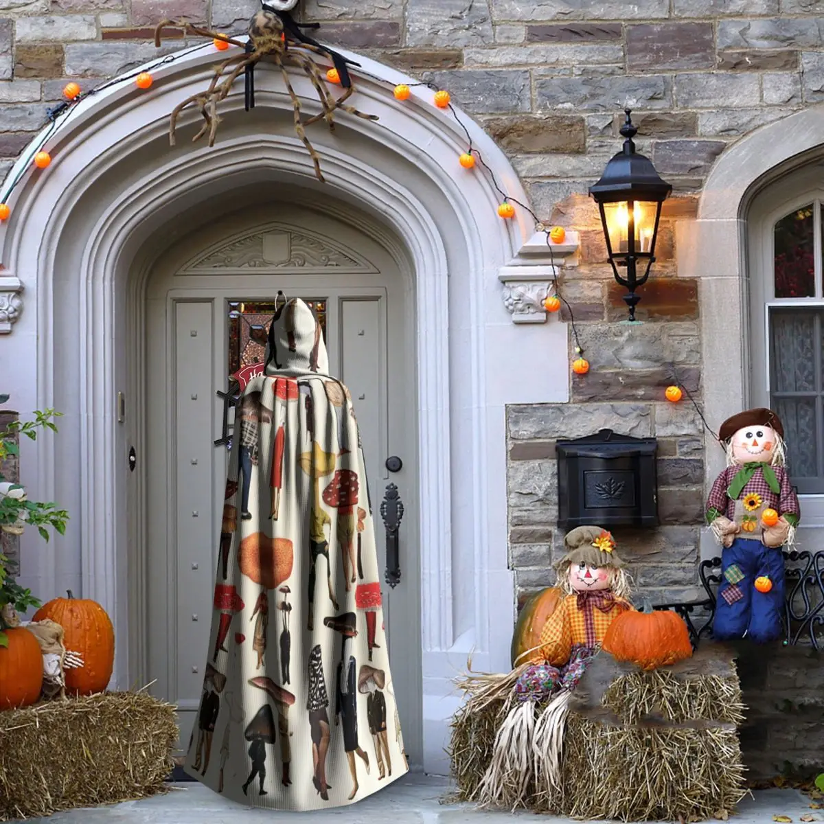 Abstract Ladies With Mushroom Hats Long Hooded Cloak Witch Medieval Costume Cosplay Cape HalloweenVampire Adult Unisex