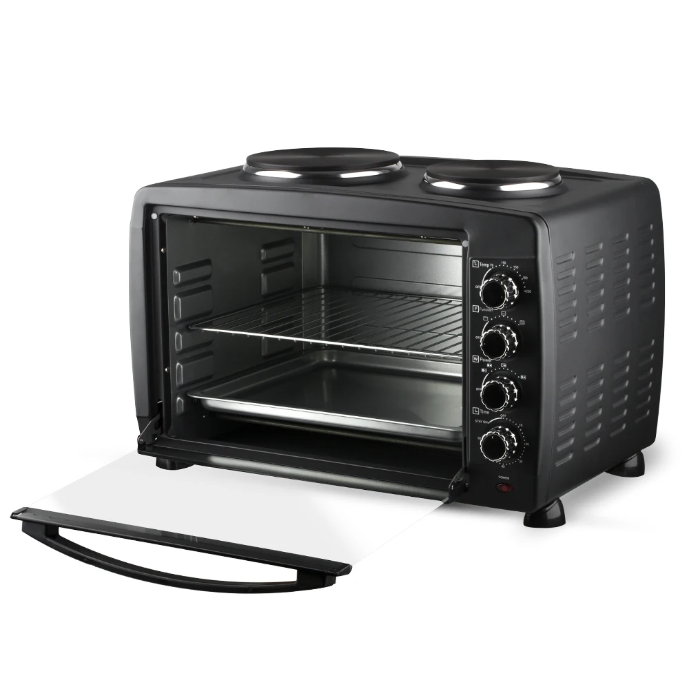 55L 2 in 1 Hot Plate Kitchen Portable Small Oven for Baking Electric Microwave Oven with Visual Glass Door