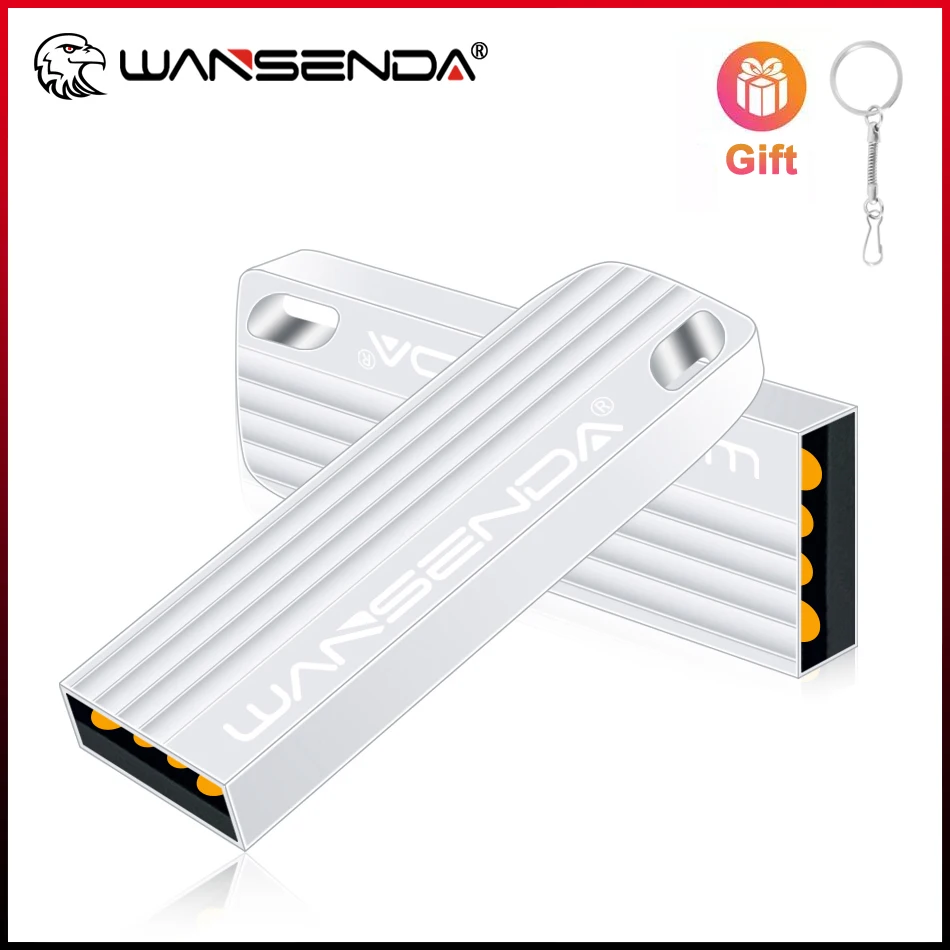 WANSENDA Gantungan Kunci USB Flash Drive 8GB 16GB 32GB 64GB 128GB Tahan Air Pendrive USB Stik Memori Flash Disk