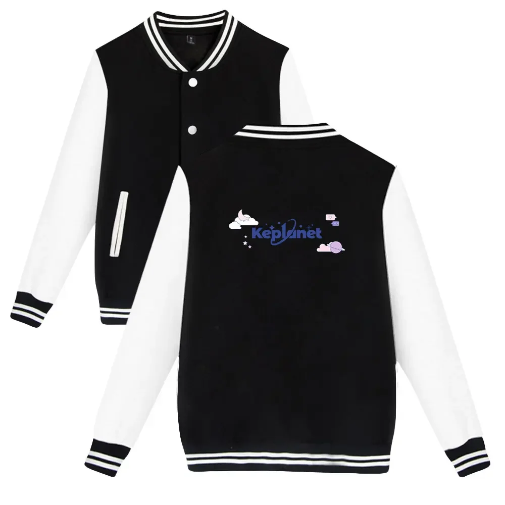 KPOP Kep1er Lovestruck Album Baseball Uniform Fleece Jacket Women Men Streetwear Hip Hop Long Sleeve Pink Hoodie Sweatshirts