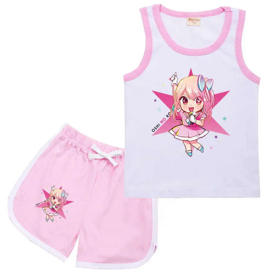 

Ai Hoshino Cosplay Costume Kids Oshi No Ko Clothes Baby Girls Sleeveless Tank Top Shorts 2pcs Set Boys Sportsuit Children's Sets