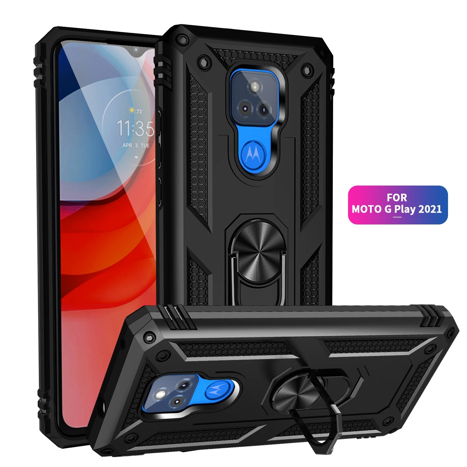 for Moto G Play Case for Phone Moto G Play 2021 Case Shockproof Armor Rugged Military Protective Car Holder Magnetic Cover