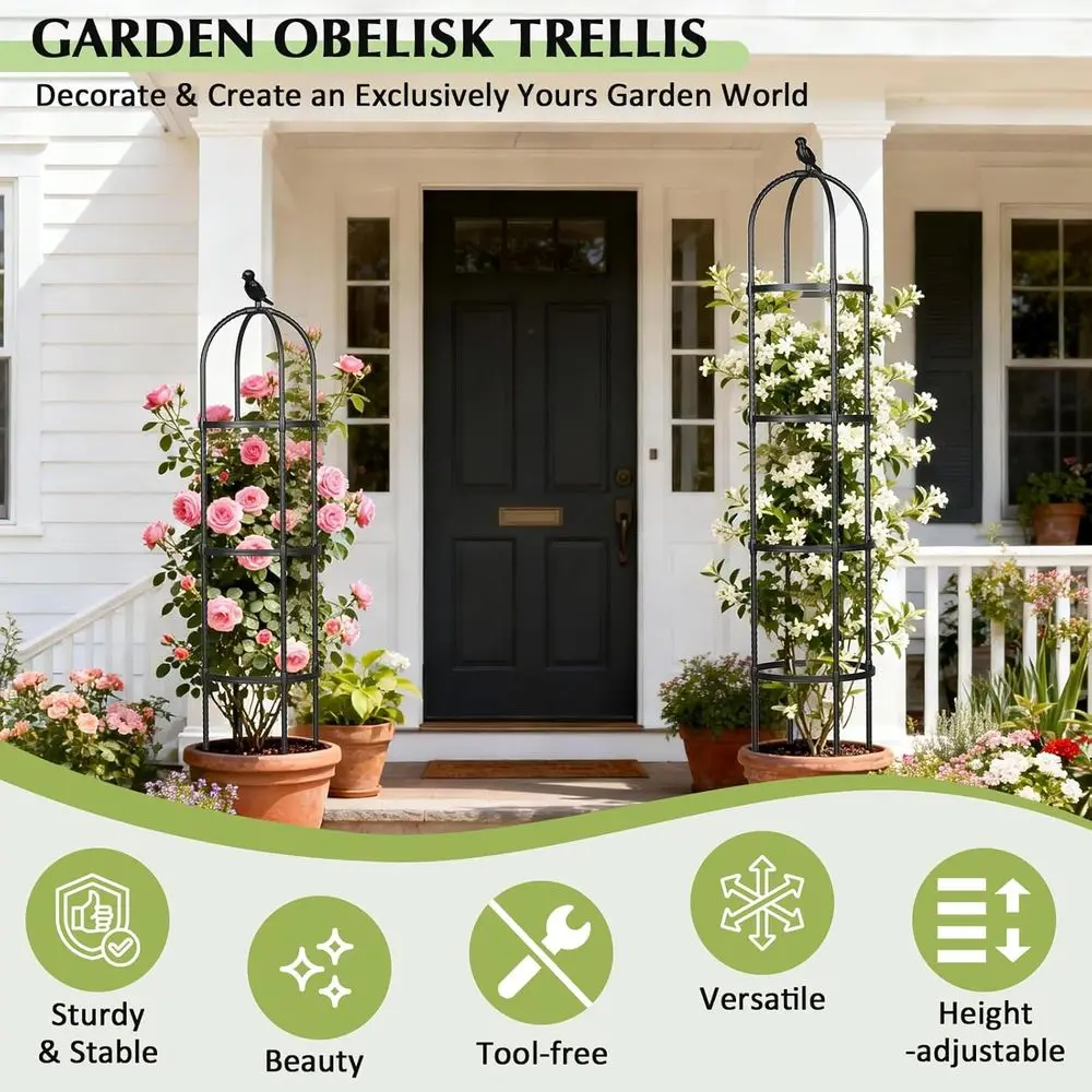 Outdoor Metal Plant Support Trellis for Tomatoes, Roses, Vines, and More (2 Pack)