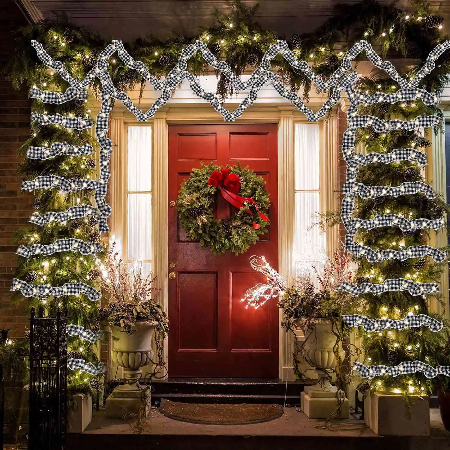 6 لفات LED ريفي شجرة عيد الميلاد جارلاند الشريط الحرفية مع أضواء LED لزينة عيد الميلاد-AT36