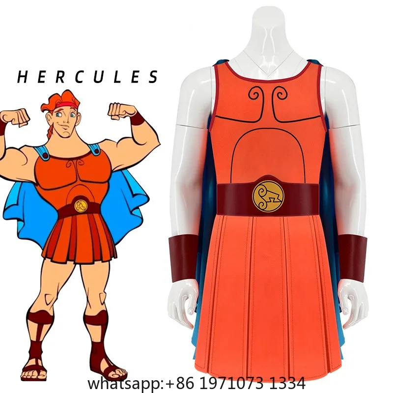 Movie Hercules Cosplay Costume for Adult Kids Man Boys Top Cloak Belt Men Halloween Carnival Party Male Role Play Outfit Suit