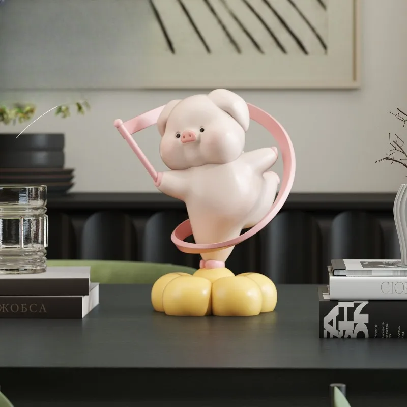 Rotating piggy desktop ornament, living room home decoration, office healing gift box
