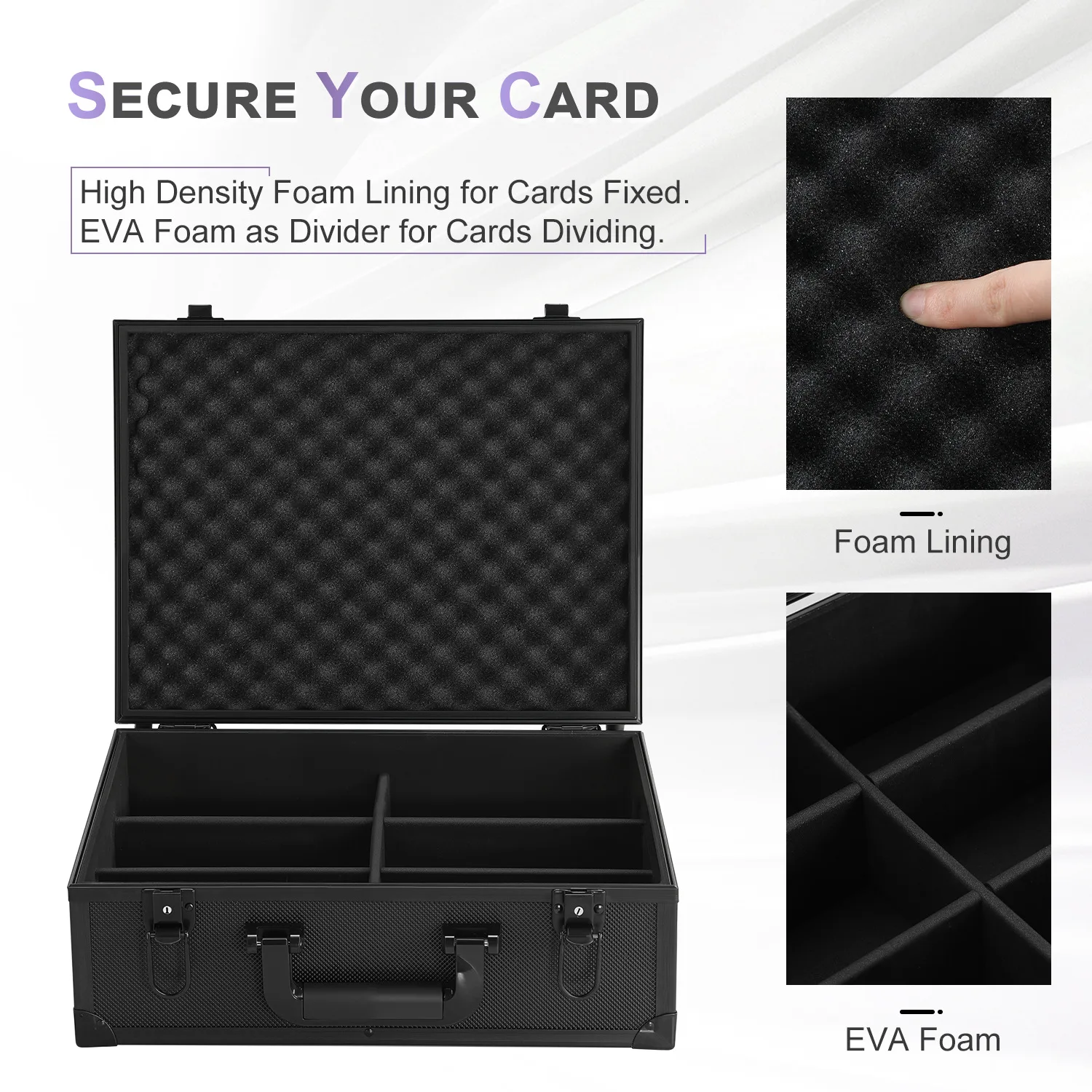 Aluminum Portable Lockable Storage Case, Shockproof Foam Interior, Trading Card Storage Box for 3