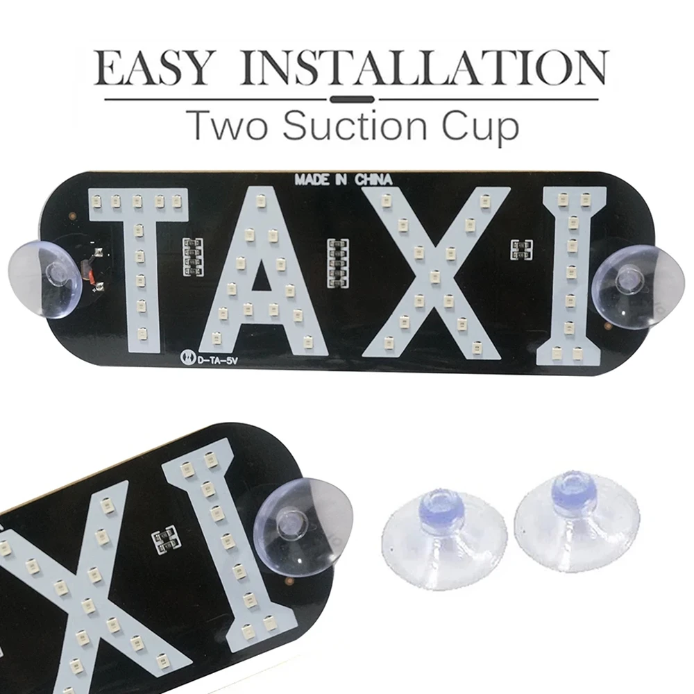 ​White Taxi Sign Led Car Windscreen Cab Indicator Lamp 5V Windshield Taxi Guiding Lights Panel Accessories With USB For driver