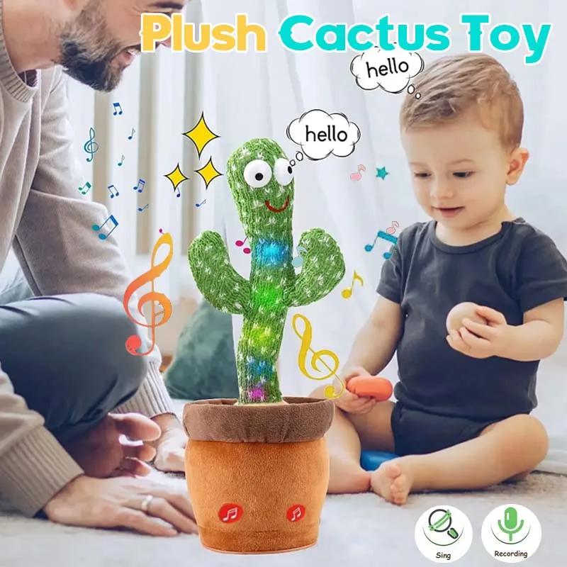 Dancing Talking Cactus Toy Babies Toddlers Kids Gift Interactive Singing Mimicking Recording Repeat Fun Educational Toy Children