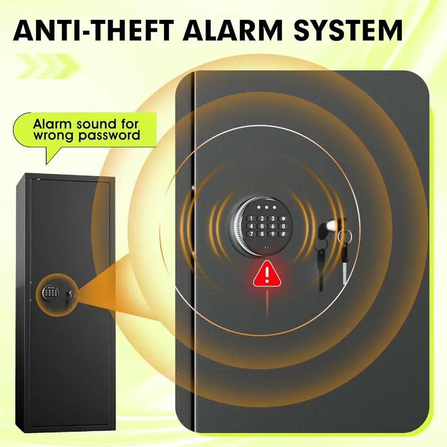 10-14 Gun Safe for Rifles and Pistols Quick Access Gun Safe with Adjustable Gun Rack and Keypad Lock Lockable Gun Cabinets with