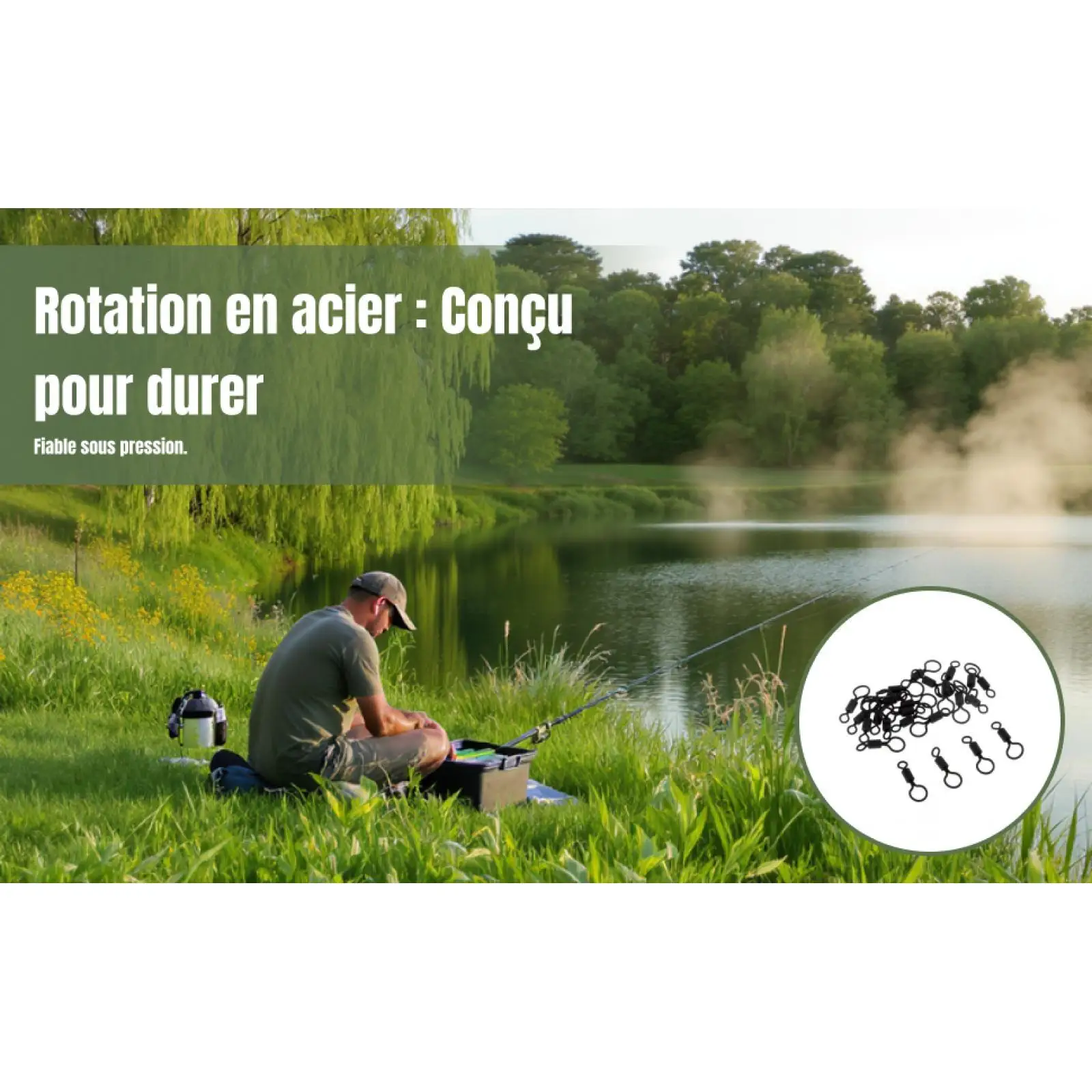 Matte Black Fishing Rolling Swivels Rotating Connector for Carp Fishing Material and Spinning Rods