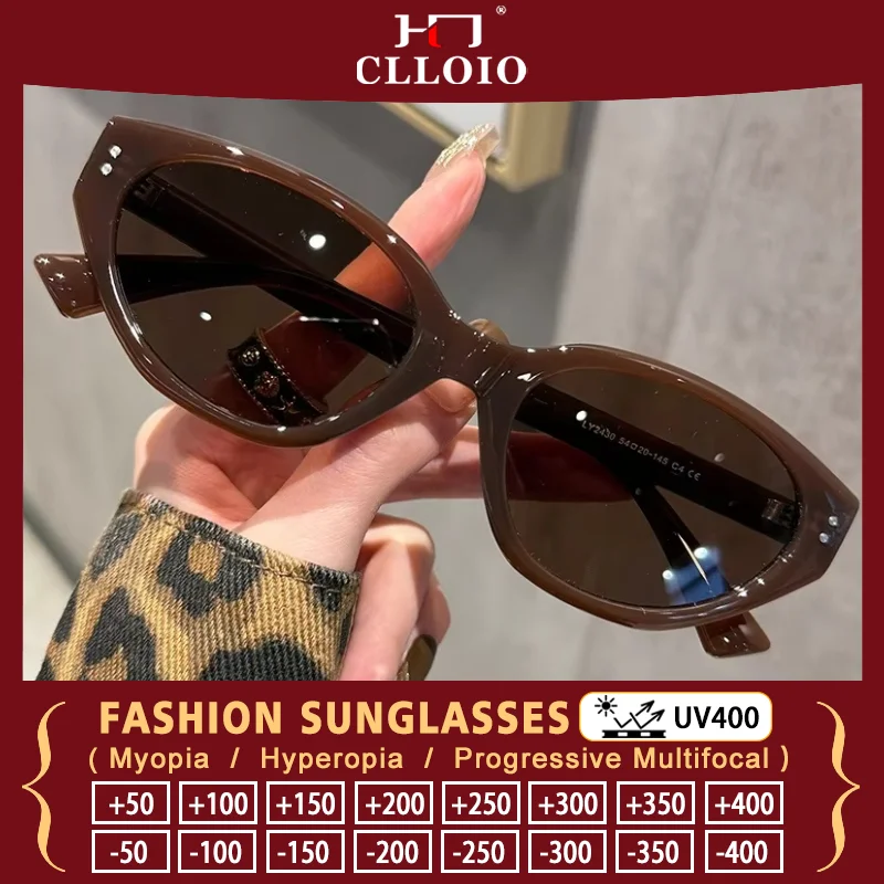 

CLLOIO Fashion Small Cat Eye Prescription Reading Sunglasses Beach Party Travel Driving Myopia Glasses Women Multifocal Eyewear