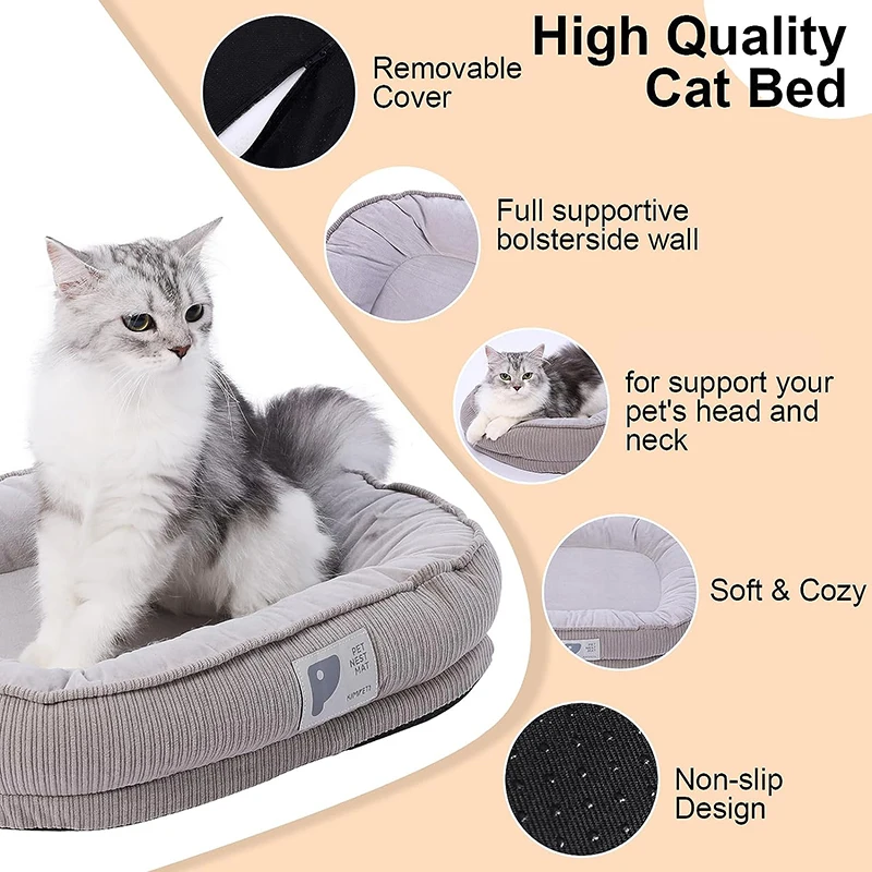 Benepaw Comfortable Pet Bed Indoor Anti-Slip Bottom Removable Dog Cat Bed Machine Washable Soft Durable Puppy Kitty Cushion Sofa