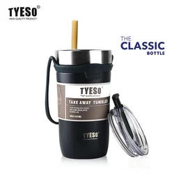 TYESO-Tasse à café thermique, bouteille thermos pour boissons chaudes, gobelet, isolation thermique avec paille, tasses de voyage isolées avec légumes