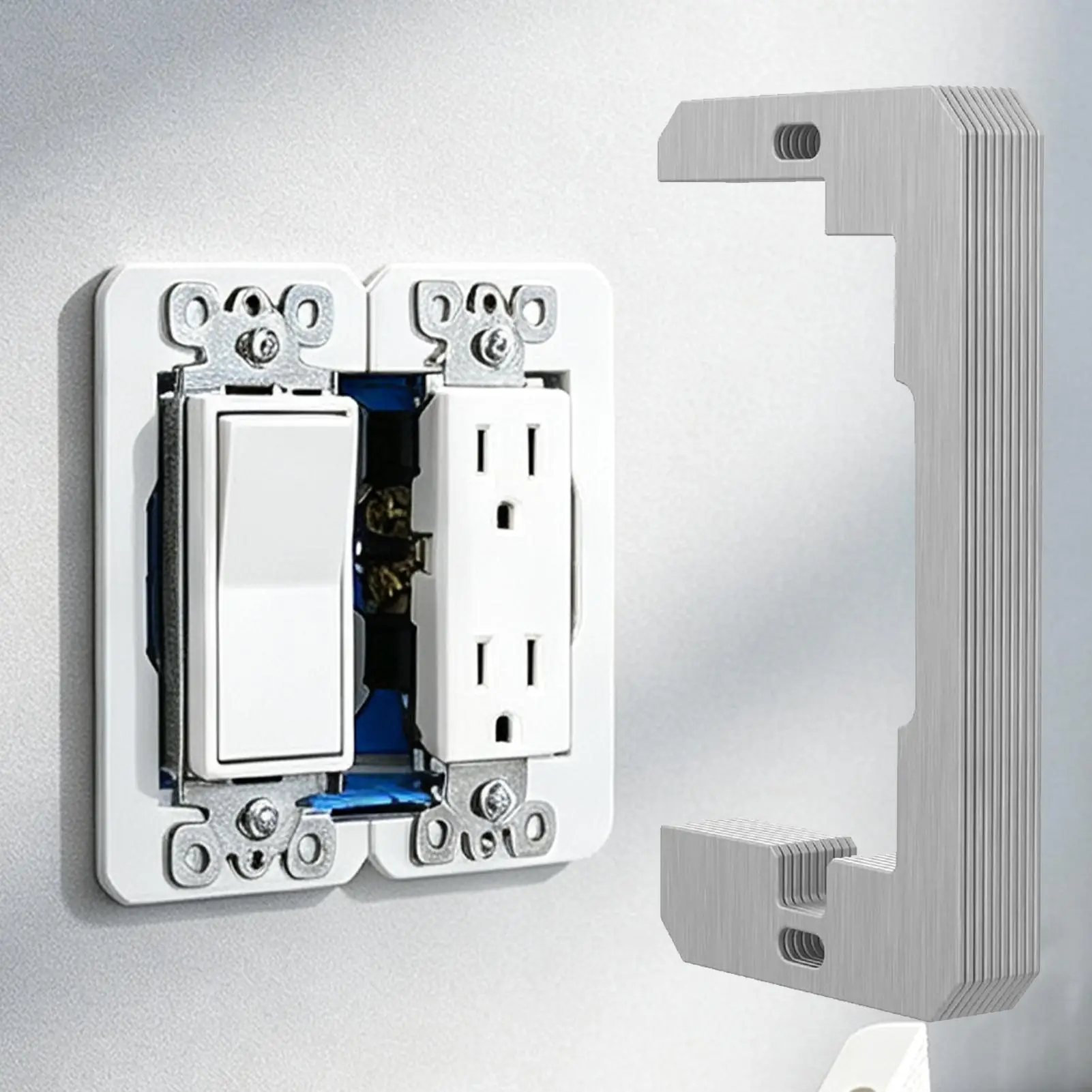 Wall Plate Spacers 10 Pieces Heavy Duty Metal Flush Fit Metal Wall Plate Outlet Spacers for Receptacles Kitchen Bedroom Living