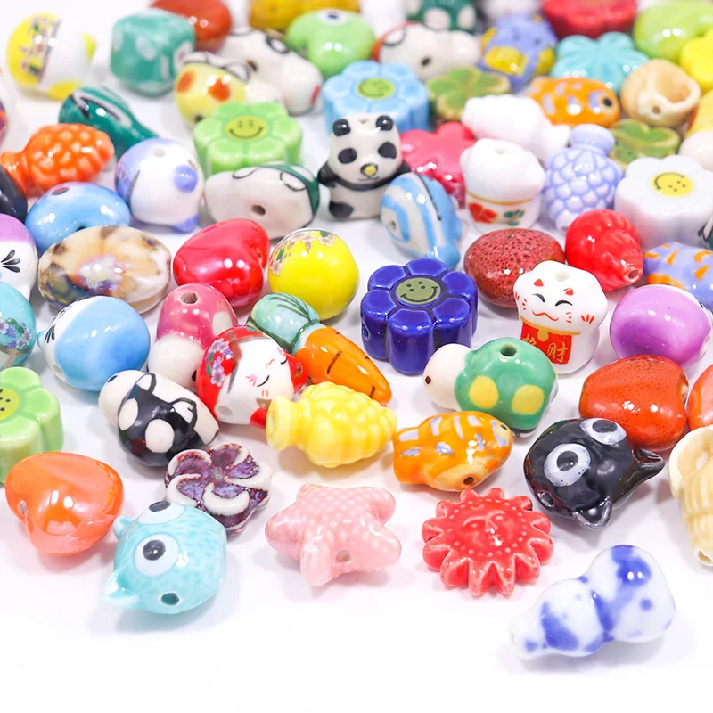 Beautiful Colored Ceramic Beads For Jewelry Making DIY Earring Bracelet Necklace Many Shapes Ceramic Beads Jewelry Accessories