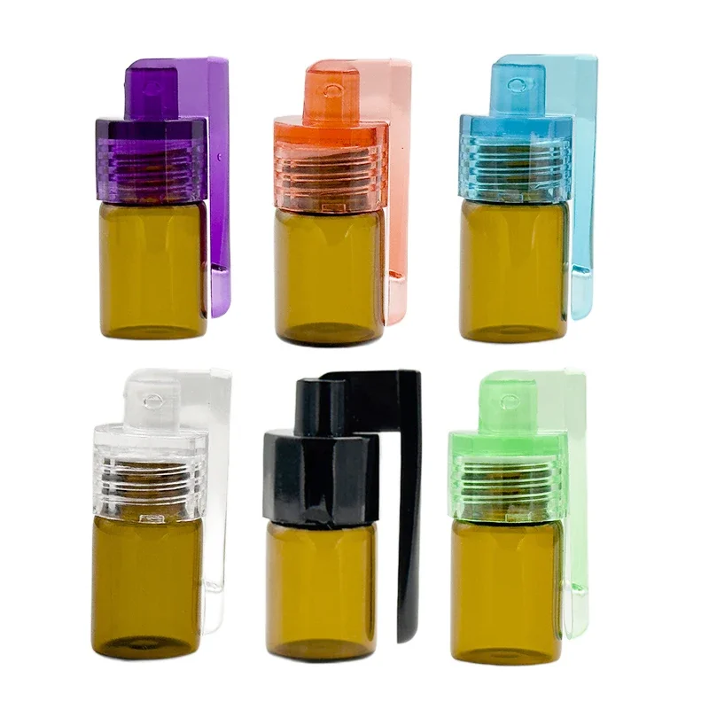 Portable Box Storage 36MM 51MM Container Bottle Glass Vial with Spoon Flip Case Household Randomly Cap Color