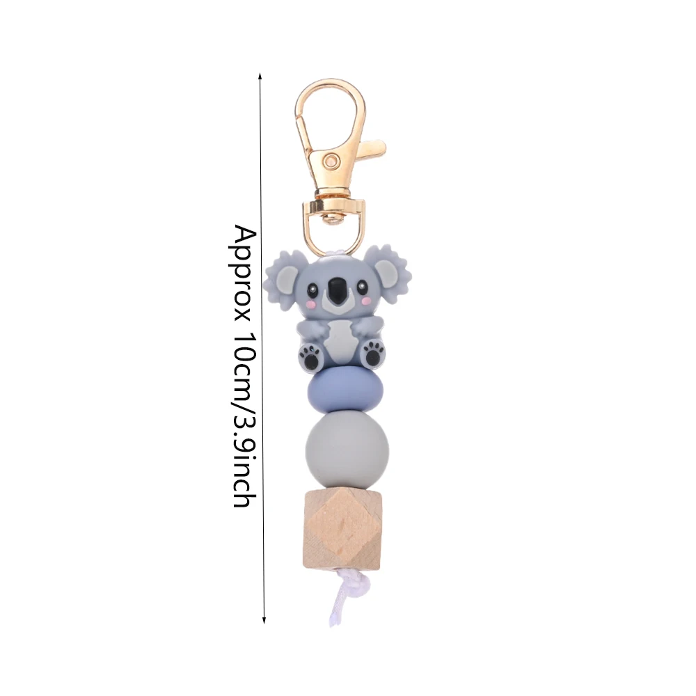 1pc Silicoen Beads Pendant Stroller Hooks Handbag Decorative Accessory Monkey Squirrel Owl Giraffe With Lobster Buckle Keychain