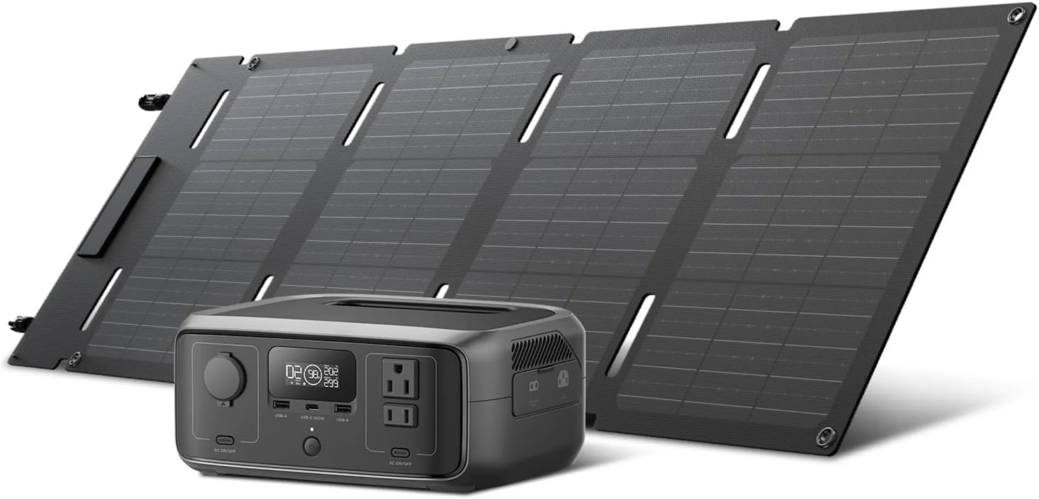 Solar Generator RIVER 3 with 45W Solar Panel, 245Wh Portable Power Station LiFePO4 Battery, 300W Up to 600W AC