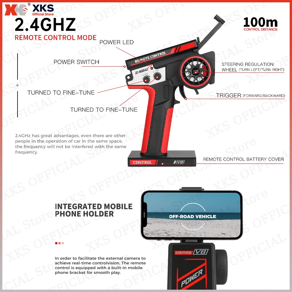 XKS Wltoys RC Auto 1/12 124010 V8 2.4G Racing Drift RC Auto 4WD 550 Motore 55 km/h Ad Alta Velocità di Controllo Remoto Auto Fuoristrada giocattoli
