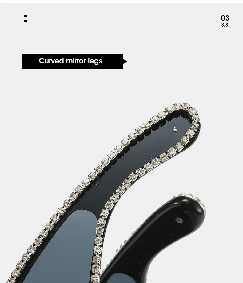 Glänzende Diamanten Y2K Sonnenbrille Frauen Luxus Übergroße Einteilige Sonnenbrille Goggle Weibliche Trends Strass Shades Brillen UV400 – Detail 14